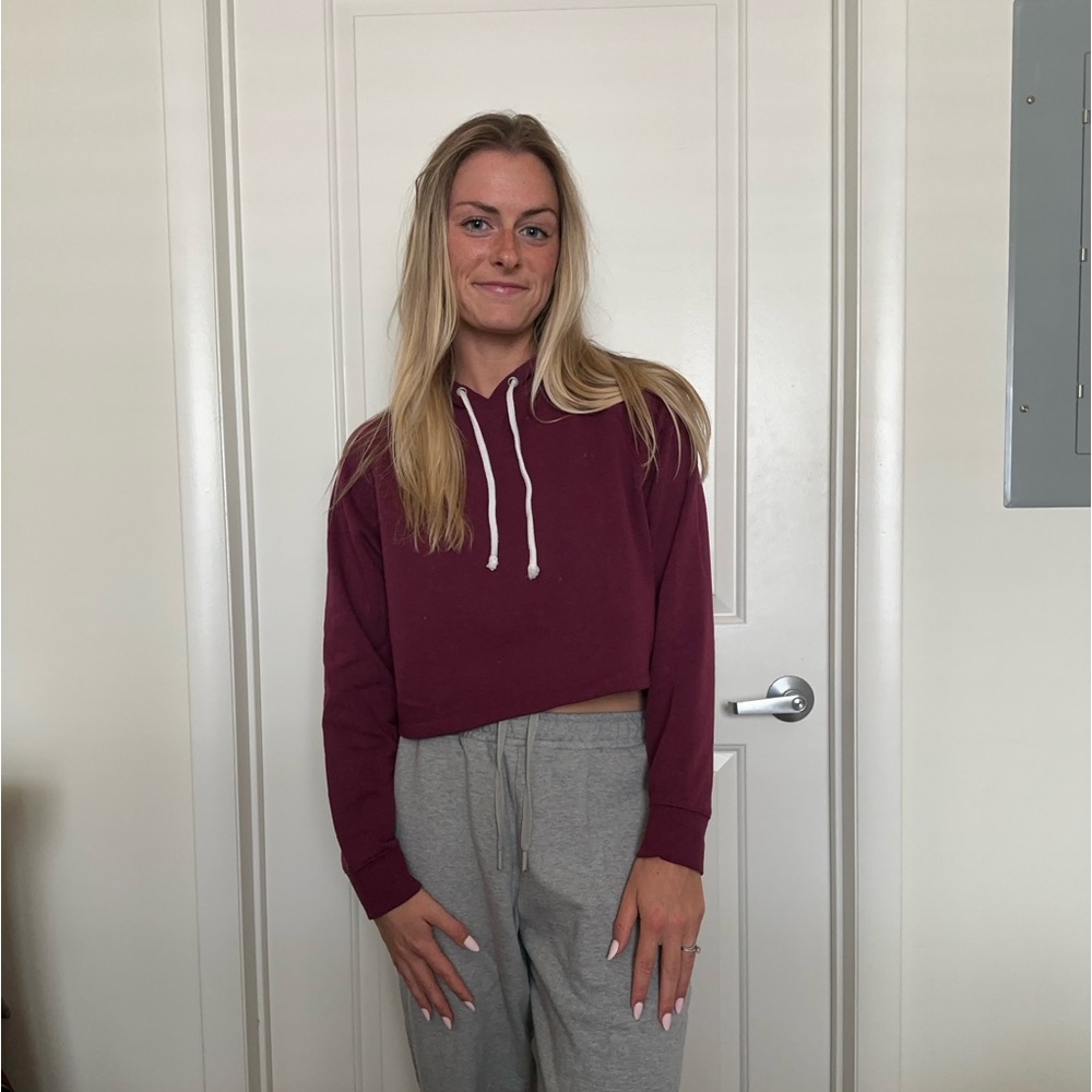 Burgundy Cropped Sweatshirt